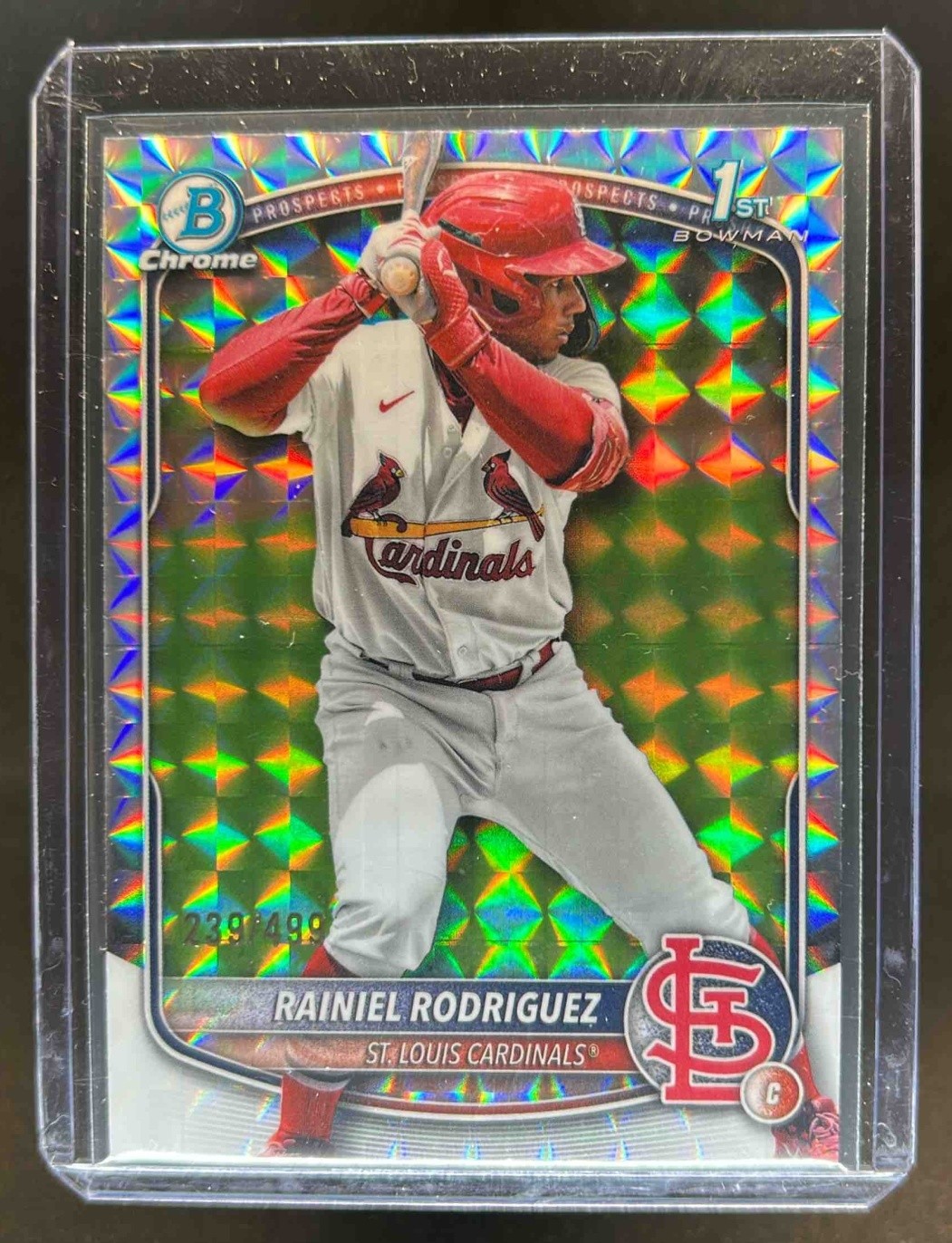 2025 Bowman Chrome Rainiel Rodriguez Geometric Refractor 1st Prospect #239/499