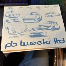 VINTAGE PB TWEEKS LTD PORSCHE 356 A,B,C 911 912 Carrera Parts Catalog Manual