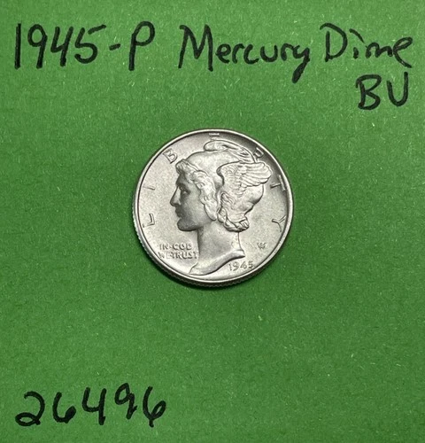 1945-P Mercury Dime 10c BU Uncirculated Coin  90% Silver
