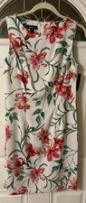 New Women’s Alyx Peach White Floral Print Sleeveless Sheath Dress 8 NWT