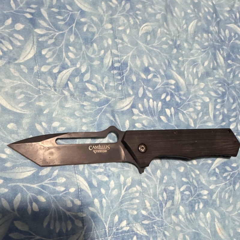 Camillus Carbonitride Titanium VG-10 Tanto Pocketknife, Black G10 Handle, Clip
