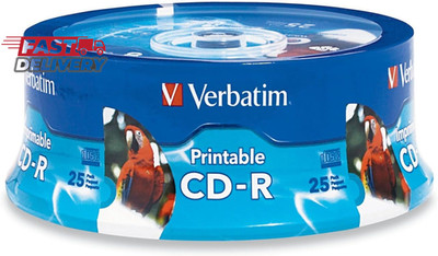 Verbatim CD-R Blank Discs 700MB 80 Minutes 52X White Inkjet Printable Surface -