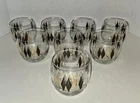 1 (ONE) Vintage Federal Diamond Glass Harlequin Roly Poly Black And Gold