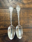 Wallace Sterling Silver Louvre Pattern Tablespoons Pair Antique Monogram H