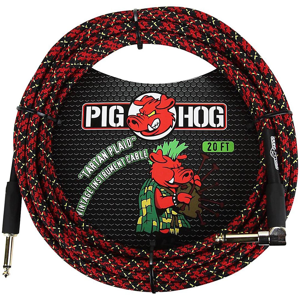 Pig Hog Right Angle Instrument Cable 20 ft Tartan Plaid 6390₽