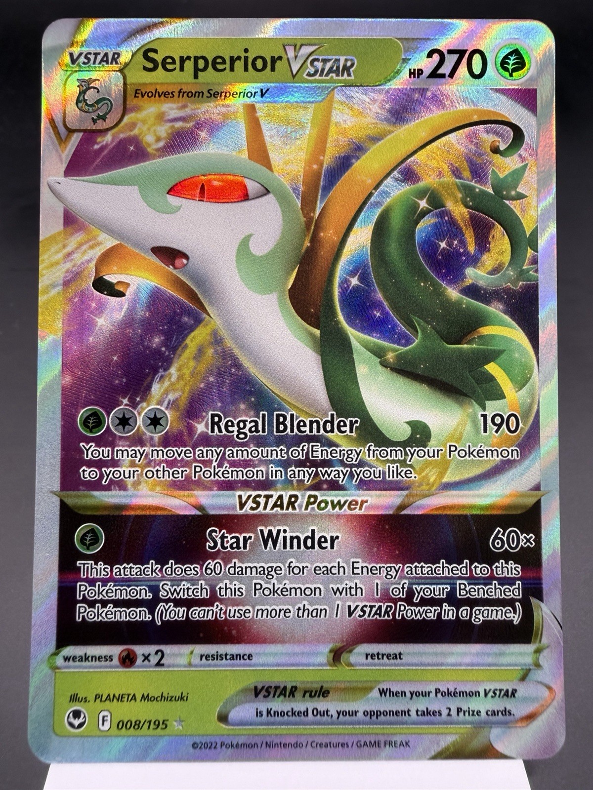 Serperior VSTAR 008/195 - Ultra Rare Holo - Silver Tempest Pokemon Card NM