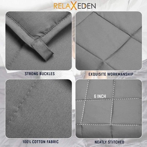 RELAX EDEN Adult Cotton Weighted Blanket with Removable Duvet Cover - Thumbnail 4