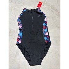 Speedo NWT Black One-Piece Swimsuit with Floral Side Panels AUS14