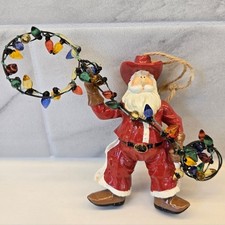 Cowboy Santa Claus Lasso Ranch Hand Figure Christmas Tree Ornament
