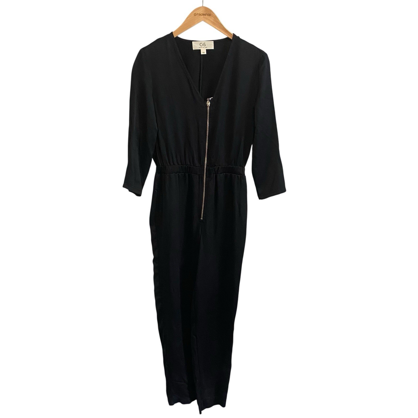 Cloth & Stone Black Long Sleeve Zipper Boiler Suit Jumpsuit 