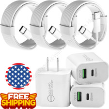 3X 20W QC3.0 Fast Charge PD Power Adapter Type C To USB C Cable For iPhone 15 16