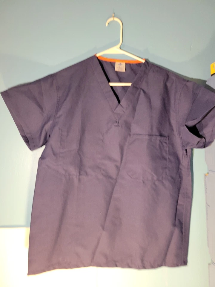 Blusa Médica Medline para Mujer Talla Pequeña Azul/Naranja Talla S Foto 2 de 4