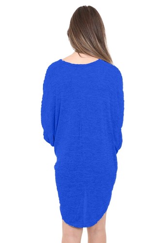 Women Plain Oversized Long Sleeve Batwing Top Long Back Hem Baggy Shirt Fit 8-26 - Picture 39 of 39