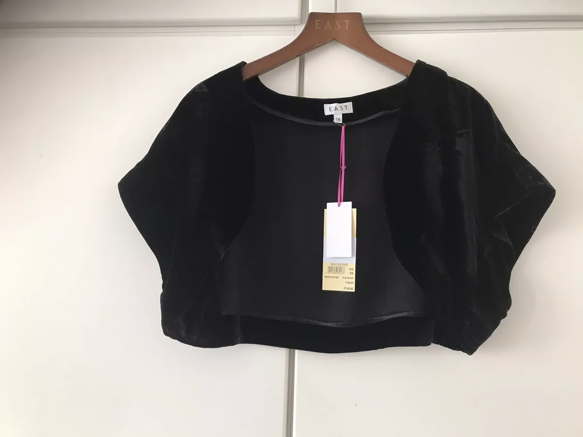EAST BLACK SILK VELVET SHRUG BOLERO CARDIGAN FOR PARTY EVENING