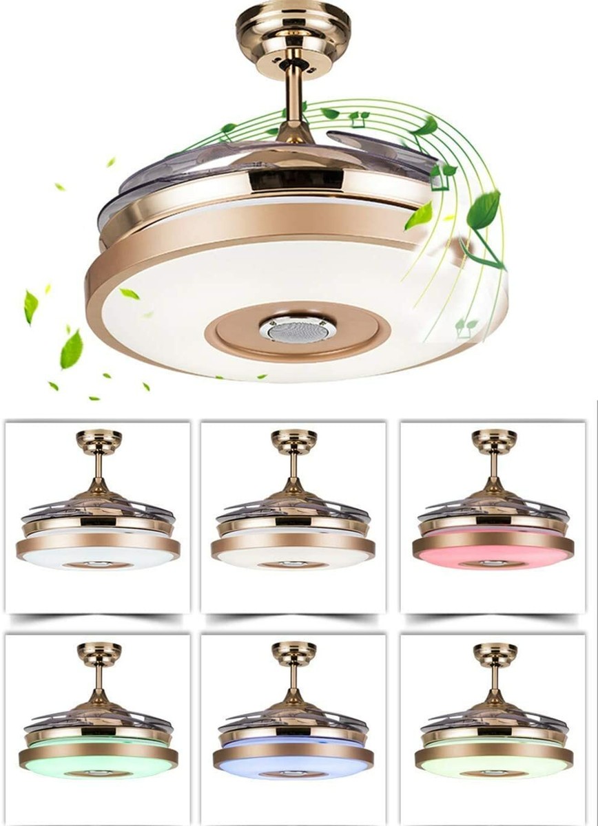 36/42" Invisible Ceiling Fan Chandelier With LED Lights & Bluetooth Music Player – Remote Control
