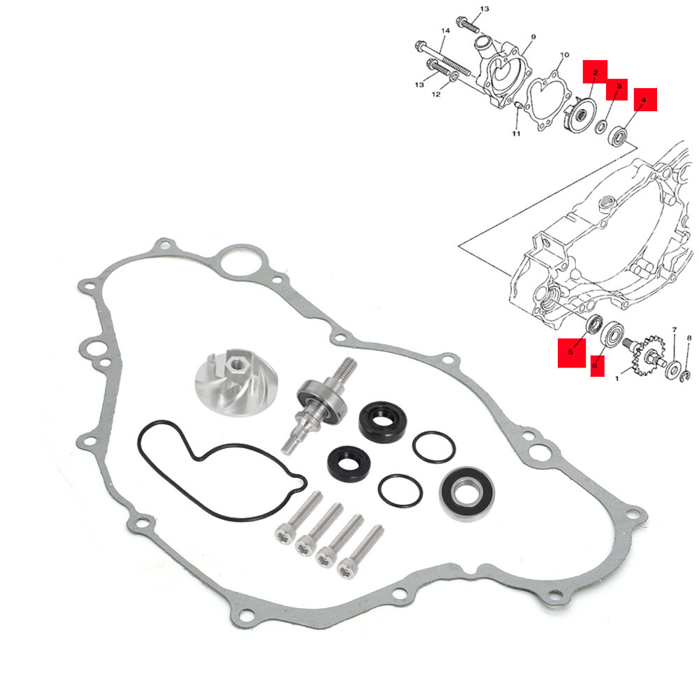 Water Pump Seal mpeller Shaft Bearng Rebuld Kt For Yamaha YFZ450 2004-13 ATV | eBay