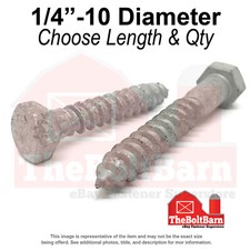 1/4"-10 Hex Lag Screws A307 Grade A Galvanized Choose Length  Qty 