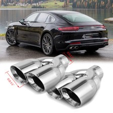 Exhaust Tip 2.5" In 3.5"Dual Out 9.5"L Double Wall Weld On For Porsche Panamera
