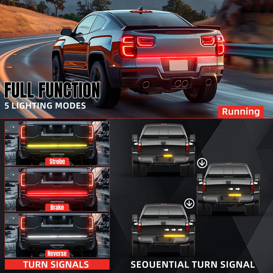 Светодиодная лента для заднего фонаря стоп-сигнала поворота для грузовика Chevrolet C/K 10 20 60 дюймов - Изображение 4 из 4