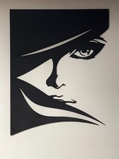 Décoration murale en bois - Visage de femme salon beauté - Noir - Déco 50x39.3cm