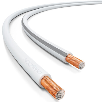 deleyCON 10m Lautsprecherkabel 1,5mm² CCA Lautsprecher Boxen HiFi Kabel Weiß