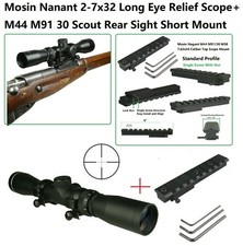 Mosin Nagant M44 M91/30 Top Scope Mount With 2-7x32 Long Eye Relief Scope,Rings