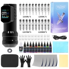 Wireless Tattoo Pen Machine Kit Complete LED Screen with Ink Needles 5 Papers