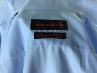 Chemise Homme Jacques Britt, Coton 100%, Bleu Nuage, Col Italien, Manches Longues, Taille 15.5 Medium (39)