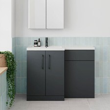 Nuie Arno 1100 Floorstanding Basin Vanity WC Unit Back to Wall Pan Black Handle