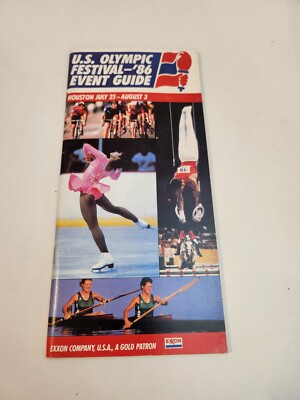 1986 U.S. Olympic Event Guide Houston Exxon Mobil Advertising and Map! 