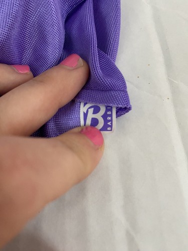 Genuine Barbie 80/90s Era Purple Puff Sheer Sleeves Purple Gown Tinsel Bodice - Picture 4 of 5