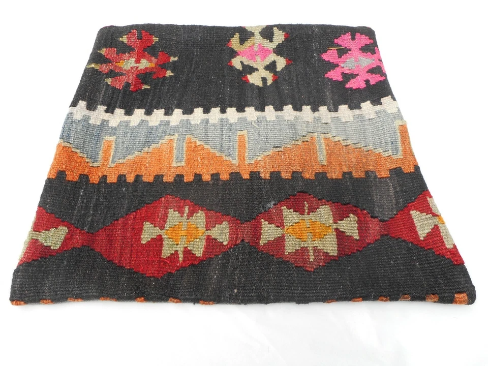 Funda de Almohada Kilim Única 16x16" Funda de Alfombra Kilim Cremallera Oculta Increíble Trabajo Foto 3 de 4