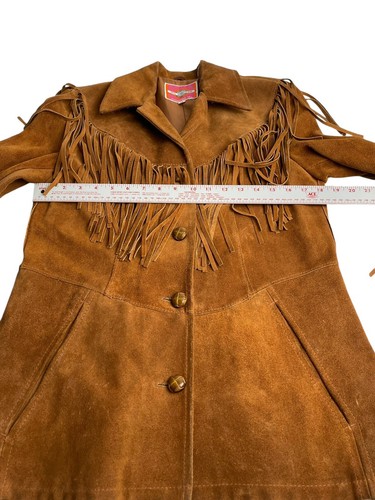 Vintage 80er Jahre braune Wildleder Leder Fransen Damen Jacke Ms Pioneer Gr. 14 - Bild 6 von 11