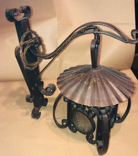 ANTIQUARIATO LAMPADARIO LUME LAMPADA APPLIQUE IN FERRO BATTUTO ANNI 60 ITALIA