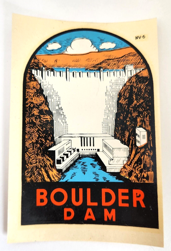 Vintage Boulder Dam Nevada Travel Souvenir Water Decal LINDGREN TURNER Co WA