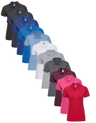 Russell 566F Damen Frauen Stretch Baumwolle Kurzarm Poloshirt XS - XXL