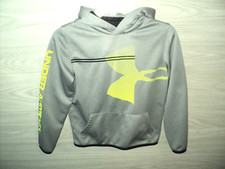Under Armour Hoodie Loose Boy's Size Youth Large Gray  Lime Coldgear