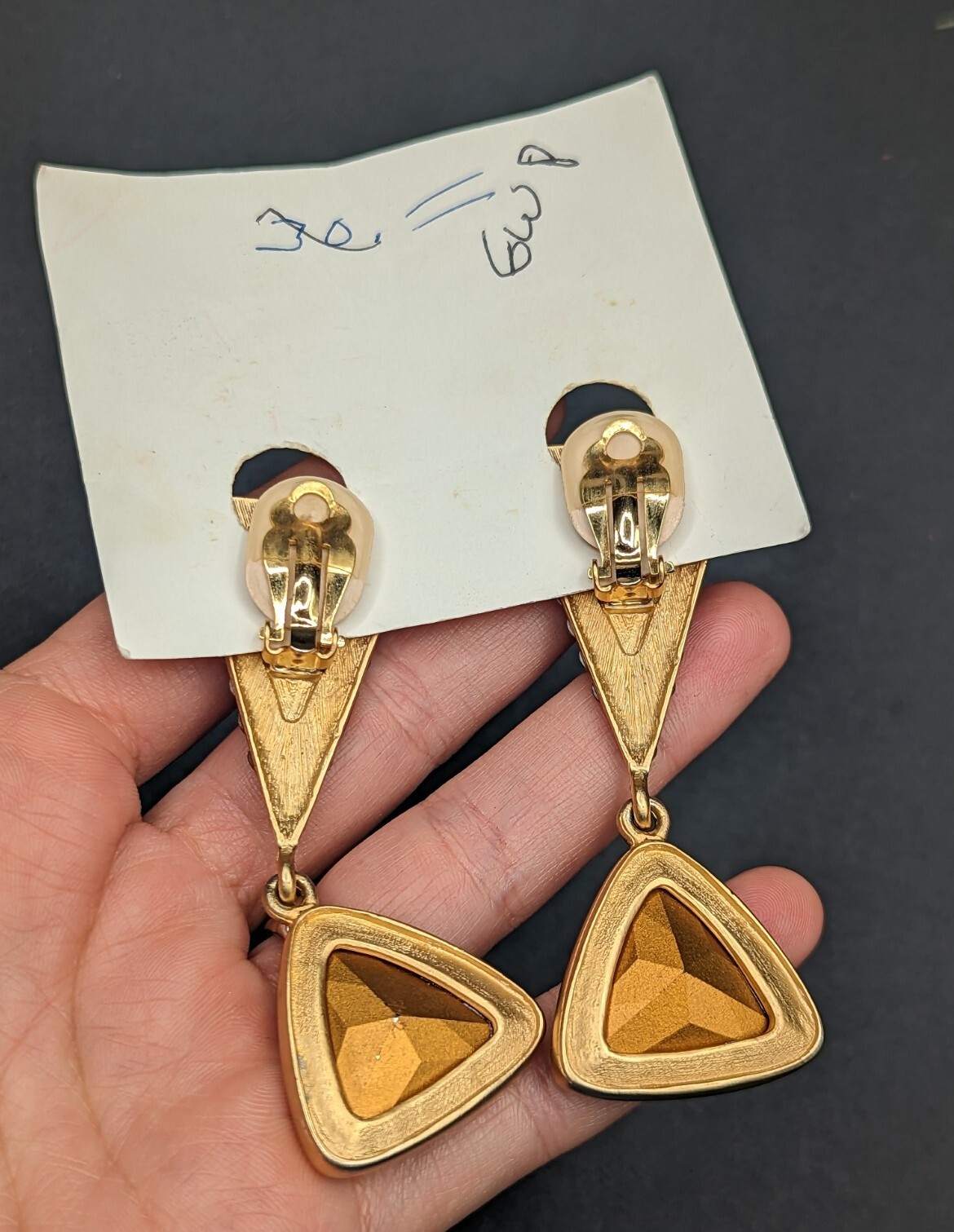 Amazing Statement Clear Crystal Dangle Drop Gold … - image 7