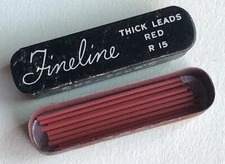 Vintage SHEAFFER Fineline Mechanical Pencil Lead RED 1.1mm Metal 8pk Tin USA