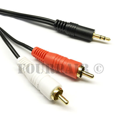 10ft (1/8'') 3.5mm AUX Stereo to 2 RCA Male Audio Y Cable Adapter Cord MP3 iPod