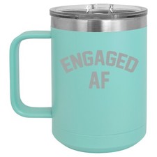 15oz Tumbler Coffee Mug Handle  Lid Travel Cup Engaged AF Funny Engagement