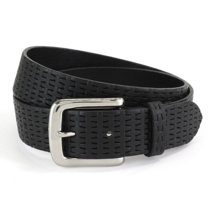 Embossed Leather Mensa Gents  Belt: Black (M)