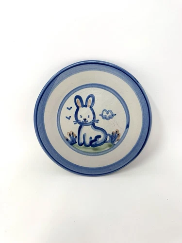 Vintage M A Hadley Pottery Bunny Rabbit Dessert Salad Bread Plate 7.5"