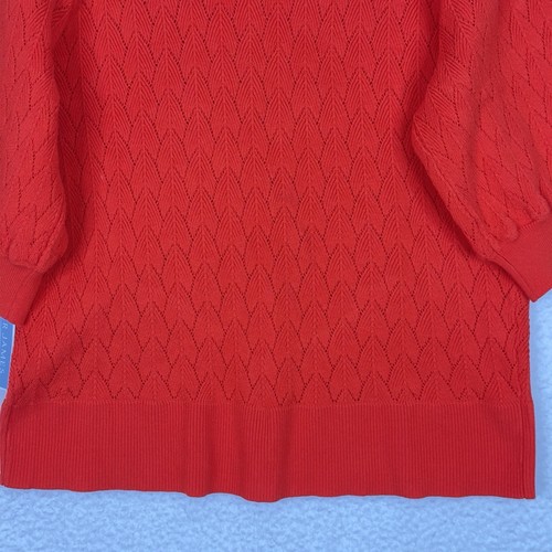 Draper James RSVP Strickjacke Pullover Struktur Rot XL Ellenbogen Puffärmel Frühling Neu mit Etikett - Bild 13 von 16