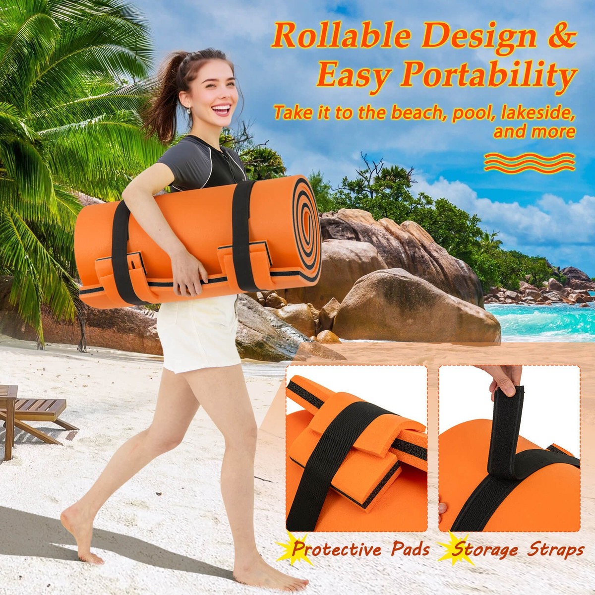 3-Layer Tear-Resistant Foam Floating Pad Island Water Sports