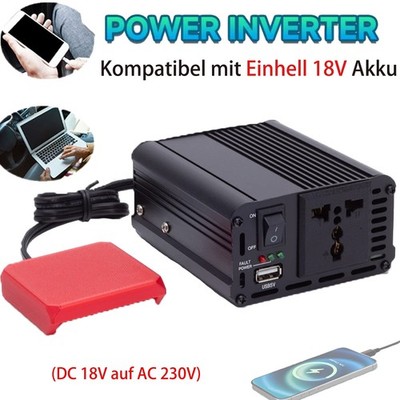 200W Wechselrichter Inverter Spannungswandler DC 18V to AC 230V Für Einhell 18V