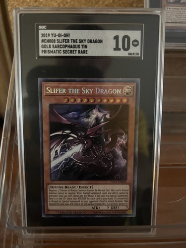 2019 YUGIOH EN008 SLIFER DER HIMMELSDRACHE GOLD SARKOPHAG TIN PRISMATICsecretRARE
