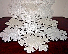 Winter/Christmas White Silver Snowflake Table Runner/Dresser Scarf 70" x 14"