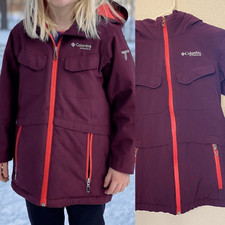 Columbia Titanium girls jacket coat Omni-Heat quilted Outgrown burgundy S 7/8