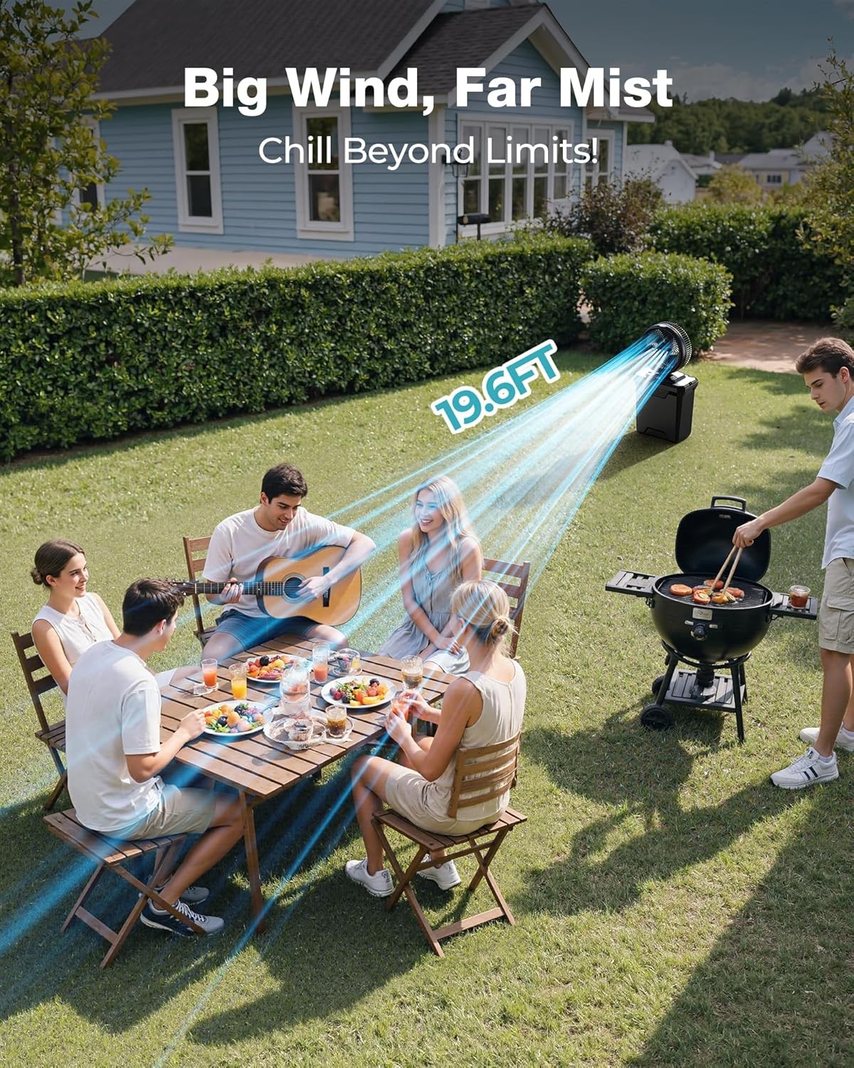 xasla Camping Misting Fan, 10-Inch Cooling Fan 20000mAh Medium, Black 